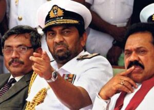 Former Sri Lankan Naval Commander Wasantha Karannagoda with Gotabaya and Mahinda Rajapaksa